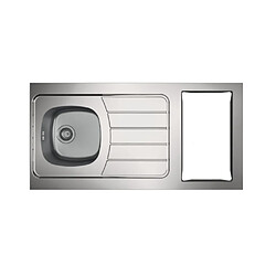 Moderna CPBD120A30 Évier 1 bac kitchenette L1200 mm inox Evier kitchenette ISEO Moderna 1 bac inox brossé L1200 mm avec égouttoir 5 bandes côté droit, bonde panier Ø90 mm, non percé, cadre bois pour domino, isolation phonique - CPBD120A30