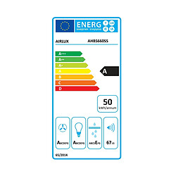 Hotte décorative murale 60cm 636m3/h noir - AHBS660SS - AIRLUX