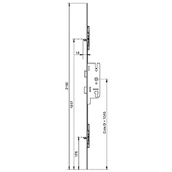 Ferco EUROPA S2 50/70 Crémone à larder 2 pannetons têtière 16 mm 2150 mm