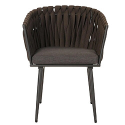 Acheter Mendler Set de 2 chaises de jardin en aluminium HWC-N38, chaise d'extérieur avec accoudoirs, corde tressée en oléfine Rope ~ brun Coussin gris foncé
