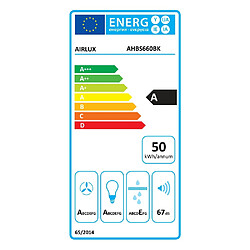 Hotte décorative murale 60cm 636m3/h noir - AHBS660BK - AIRLUX pas cher