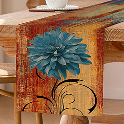 Vendos85 Chemin de table en lin épais 33×183 cm orange/bleu