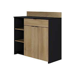 Kein Hersteller T75316M6M8LVO Buffet cuisine 2 portes 1 tiroir chêne et noir L100xP42xH95