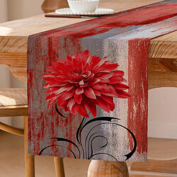 Vendos85 Chemin de table en lin épais 33×183 cm rouge