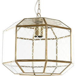 PROTOCOLE HOME Suspension en verre gravé et laiton doré, 22 cm, E27.