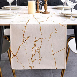 Vendos85 Chemin de Table Blanc et Or 140×40 cm
