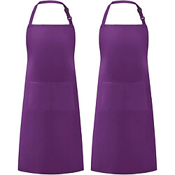 Vendos85 Grand tablier de cuisine unisexe avec poches Violet basique