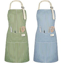 Vendos85 Tablier de cuisine ajustable unisexe vert et bleu