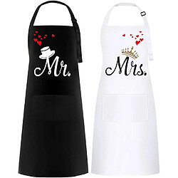 Vendos85 Tabliers Couple Mr & Mrs – Cadeau Cuisine Romantique