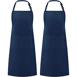 Vendos85 Grand tablier de cuisine unisexe avec poches Bleu foncé