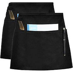 Vendos85 Lot de 2 tabliers serveur noirs avec 3 poches