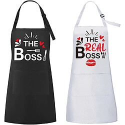 Vendos85 Tabliers de couple ajustables THE BOSS noir et blanc
