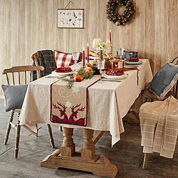 Vendos85 Chemin de Table Noël 30x180 cm Flocons & Cerfs
