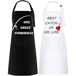 Vendos85 Tabliers Couple Amusants Réglables Blanc & Noir