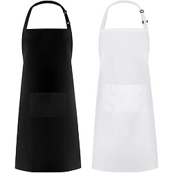 Vendos85 Tablier de cuisine en polyester avec poches noir blanc