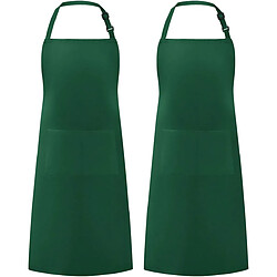 Vendos85 Grand tablier de cuisine unisexe avec poches vert foncé