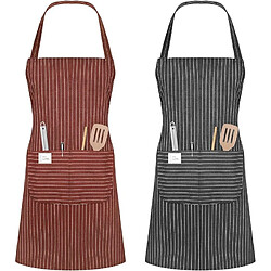 Vendos85 Tablier de cuisine ajustable unisexe gris et marron