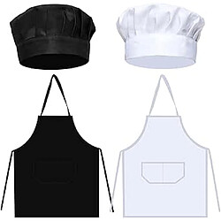 Vendos85 Ensemble tablier et toque de chef noir et blanc