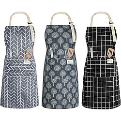 Vendos85 3 Tablier de cuisine unisexe bleu, gris et noir