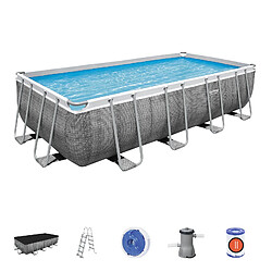 Piscine Hors-sol Tubulaire Bestway Power Steel Rotin 488x244x122 cm Épurateur à Cartouche de 3 028 L/H Bâche et Échelle