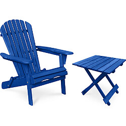 ICONIK INTERIOR Pack Chaise d'extérieur et Table d'extérieur et de jardin - Bois - Alana Bleu