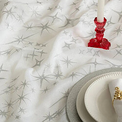 Avis Feeric Lights And Christmas Nappe étoiles de Noël Caneva - L. 140 x l. 360 cm - Blanc et argent