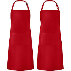 Vendos85 Grand tablier de cuisine unisexe avec poches Rouge basique