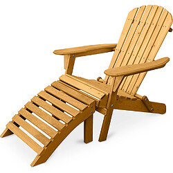 Avis ICONIK INTERIOR Chaise de terrasse avec repose-pieds - Chaise de jardin en bois - Adirondack Bleu