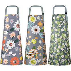 Vendos85 3 Tablier de cuisine ajustable unisexe motif fleurs