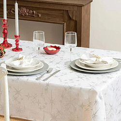 Feeric Lights And Christmas Nappe étoiles de Noël Caneva - L. 140 x l. 360 cm - Blanc et argent