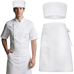 Vendos85 Tablier professionnel avec chapeau – résistant et pratique blanc