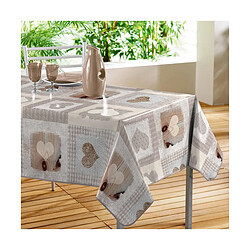 Paris Prix Nappe Toile Cirée Cosy Coeur 140x240cm Gris