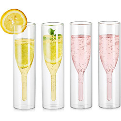 Vendos85 Flûtes Champagne Double Paroi en Verre Borosilicate – 4 pcs