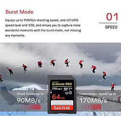 Acheter Carte mémoire - SanDisk - Extreme Pro - 64 Go - UHS-1 U3 - Vitesse 170 Mo/s