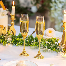 Vendos85 Flûtes à champagne mariage gravées avec strass – Lot de 2