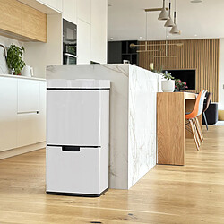 Poubelle automatique tri sélectif blanc 75l - BAT-SD802 WHITE - Narvik - KITCHEN MOVE