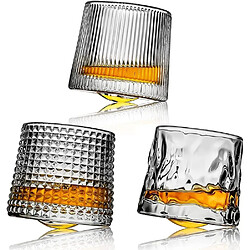 Vendos85 Lot de 3 verres à whisky rotatifs en cristal – 160 ml