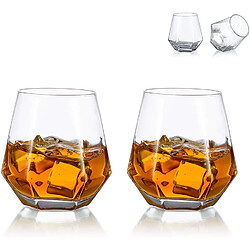 Vendos85 2 Verres à Whisky Géométriques Incliné en Diamant