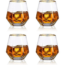 Vendos85 4 Verres à Whisky Géométriques Inclinés – Style Diamant