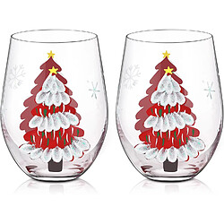 Vendos85 2 Verres à Vin Sans Pied Peints à la Main 560 ml