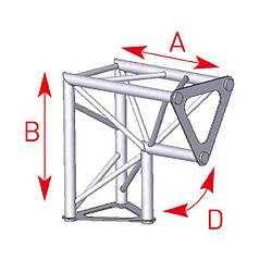 ASD 1523 Angle structure triangulaire 2 départs 90 degrés vertical 0,25m x 0,25m ASD