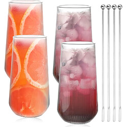 Vendos85 Set de 4 Verres à Latte Macchiato 500ml avec Agitateurs