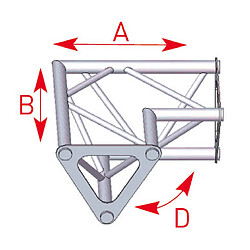 ASD 1522 Angle structure triangulaire 2 départs 90 degrés horizontal 0,25m x 0,25m ASD