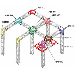 ASD 1533 Angle structure triangulaire 3 départs 90 degrés à plat 0,25m x 0,25m x 0,35m ASD