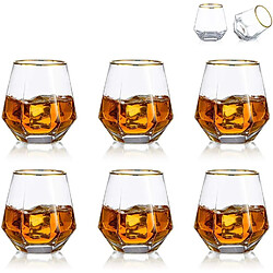 Vendos85 6 Verres à Whisky Géométriques Inclinés – Style Diamant