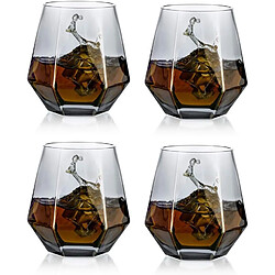 Vendos85 4 Verres à Whisky Géométriques Inclinés – Fond Lourd
