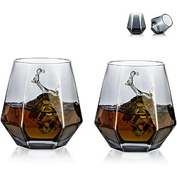 Vendos85 Verres à Whisky Diamant Inclinés – Lot de 6, 300 ml