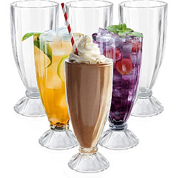 Vendos85 Lot de 6 Verres à Milkshake Plastique 450 ml