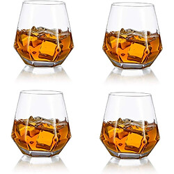 Vendos85 4 Verres à Whisky Inclinés Géométriques – Fond Lourd