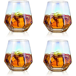 Vendos85 4 Verres à Whisky Géométriques Inclinés – Diamant 50°